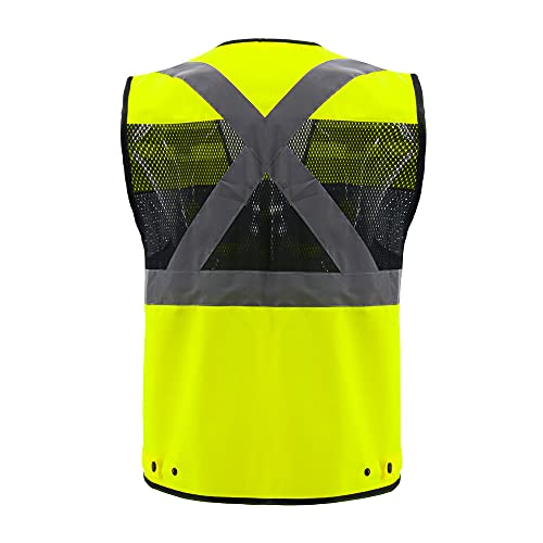 Safety Vest High Visibility Reflective Construction Vest for Men Women - color: Yellow, size: Large