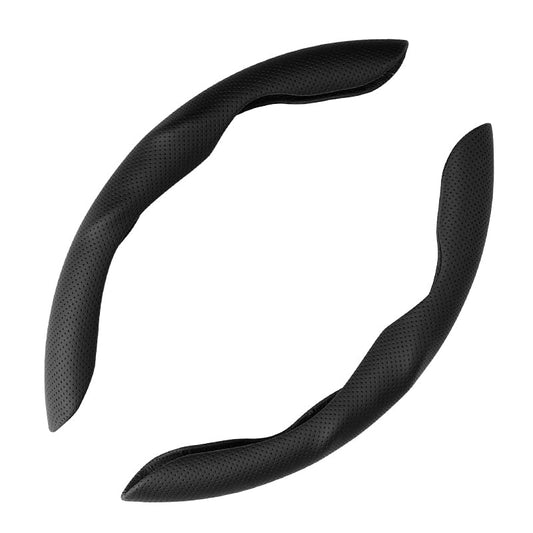 Car Steering Wheel Cover, Nappa Leather, Segmented, Anti-Slip, Odorless, Breathable, for General Motors, 14-15inch (Black) - color: Black
