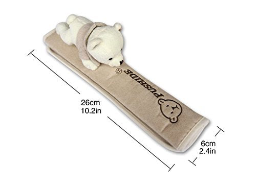Tianmei 2Pcs Bear Doll Styling Faux Suede Car Seat Belt Strap Cover Shoulder Strap Pad (Beige Color) - color: Bear Beige - 2PCS