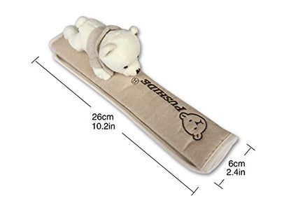 Tianmei 2Pcs Bear Doll Styling Faux Suede Car Seat Belt Strap Cover Shoulder Strap Pad (Beige Color) - color: Bear Beige - 2PCS