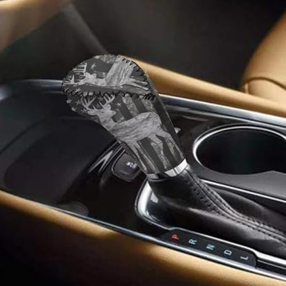 KEIAHUAN 2 Piece Car Gear Shift Knob Cover + Handbrake Sleeve Cover Washable Neoprene Cloth Car Interior Accessories Universal Fits for SUV,Sedan,Van, American Flag Deer Camo Hunting - color: American Flag Deer Camo Hunting