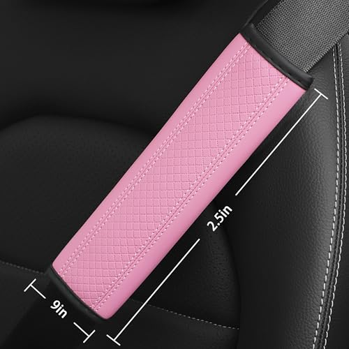 2PCS Car Seat Belt Cover, Soft Shoulder Strap Covers Harness Pads, Safety Leather Seatbelt Comfort Driving Cushion Protect Your Shoulder and Neck Universal for Car, SUV,Truck (Pink) - color: Pink