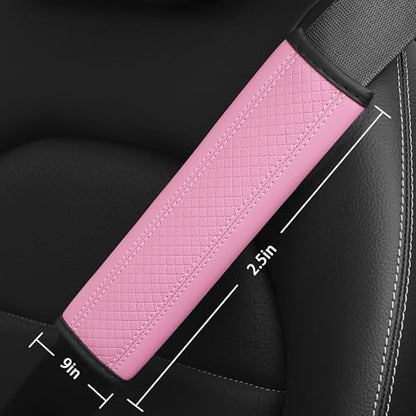 2PCS Car Seat Belt Cover, Soft Shoulder Strap Covers Harness Pads, Safety Leather Seatbelt Comfort Driving Cushion Protect Your Shoulder and Neck Universal for Car, SUV,Truck (Pink) - color: Pink