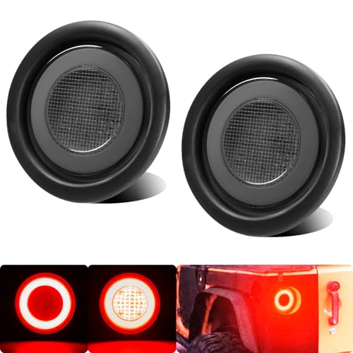 2pcs Smoked Lens 4 inch Round Red 64 LEDs Trailer Trucks Halo Brake Stop Running Turn Signal Tail Lights w/Rubber Grommet Sealed Waterproof IP67 For RV/Van, DC 12V