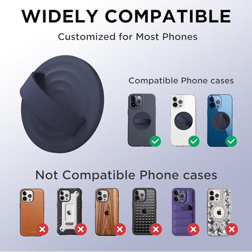 Magnetic Phone Grip Ring Holder, Liquid Silicone Magnet Cell Phone Grip Finger Loop, Compatible with Magsafe, Back of Phone for iPhone 17/16/15/14/13/12 Series, Midnight Blue - color: Midnight Blue