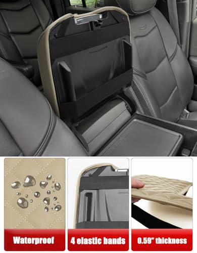 KBH Center Console Armrest Cover for Cadillac Escalade 2015 2016 2017 2018 2019 2020, Vinyl Leather Trim, Middle Console Arm Rest Lid Cushion Pad, Anti-Scratch, Beige - color: Beige, size: Cadillac Escalade 2015-2020