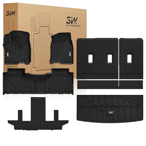 3W Floor Mats & Cargo Liner & Seat Back Mats for 2021-2026 (Only 7 Seats) Chevrolet Chevy Tahoe/GMC Yukon (Not Fit Yukon XL)/Cadillac Escalade (Not Fit Escalade ESV),All Weather Full Set Car Mats - size: Chevy Tahoe 7s 21-26 Full Set