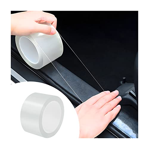Car Door Edge Entry Guards, 5D Carbon Fiber Anti-Collision Waterproof Protector Tape, Scratch Cover Strip Sticker for Car Door Sill Rear Bumper, Automotive Exterior Accessories for Most Cars - color: Transparent, size: 3"x394"