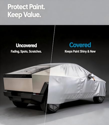Wigoo Tesla Cybertruck Car Cover Accessories 2024-2026, Custom Fit Waterproof All Weather Outdoor Truck Cover, Windproof UV Rain Snow Dust Protection, Breathable Design, Paint-Safe Lining, Door Zipper - size: for Cybertruck (2024-2026)