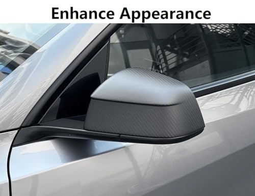 TanKin Real Matte Carbon Fiber Side Mirror Skull Fit for 2025 2026 Tesla Model Y Juniper Accessory,2PCS Carbon Rear View Mirror Cover Caps Overlay