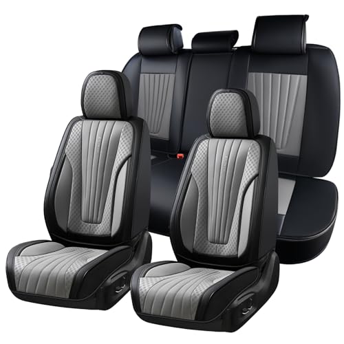 FLORICH Car Seat Covers, Premium Leatherette Car Seat Covers Full Set, Automotive Vehicle Seat Cushions Front Seats and Back, Waterproof Seat Protectors for Sedans Cars SUV Trucks, Black&Gray - color: Black&Grey, size: Fullset