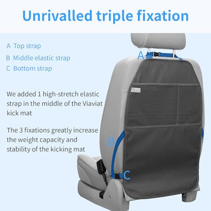Viaviat Car Seat Protector Large Kick Mat 2 Pack Durable Water Resistant Auto Seat Back Covers with 2 Mesh Pockets Protection Against Dust Mud Scratches (Black, 2-Pack) - color: black, size: 2-Pack