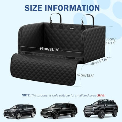 Pecute SUV Cargo Liner for Dogs, Water Resistan Pet Trunk Cover with Soft Cushion, Non-Slip Dog Back Seat Mat for SUVs Sedans with Bumper Flap Protector, Padded, Black - size: L