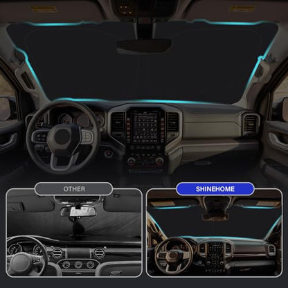 Car Sun Shade for 2019-2024 2025 2026 Dodge Ram 1500 Windshield Sun Shade, Sun Visor Windshield Screen Cover for Ram Front Window Sunshade Foldable Auto Interior Accessories UV Block to Keep Cool - size: For 2019-2026 Dodge Ram 1500
