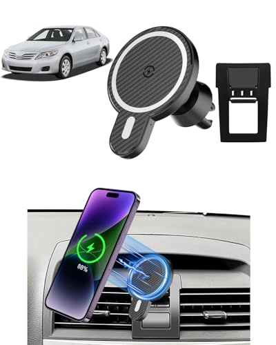PZK Car Phone Mount for Toyota Camry 2007 2008 2009 2010 2011 Accessories Custom Air Vent Car Phone Holder Magnetic 15W Fast Wireless Charger 360° Rotation Cell Phone Automobile Cradles - color: Magsafe+ Wireless Charger, size: Camry 2007-2011