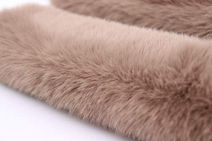 Pinbola 5pcs in 1 Set Faux Wool Steering Wheel Cover Soft Fluffy Handbrake Cover & Gear Shift Cover & 2pcs Seat Belt Shoulder Pads Warm Universal Fit for 15 Inch (Tan) - color: Tan