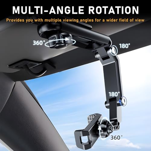 Rotatable and Retractable Car Phone Holder - 1080 Multifunction Sun Visor Universal 360 Rotating Cell Phone Holder Mobile Mount for Vehicle Rear View Mirror