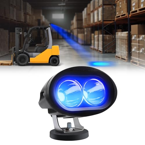 20W Blue LED Forklift Safety Light - Spotlight Pattern, Adjustable Mounting Bracket with Magnetic Base, 12-80V, IP68 Waterproof for Industrial and Warehouse Safety - style: Magnetic