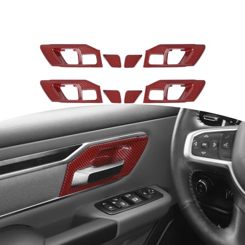 for RAM Inner Door Handle Cover Trim Bowl Fit for Dodge RAM 2018-Present Red Carbon Fiber Interior Accessories 4pcs - color: Red Carbon Fiber, size: Large
