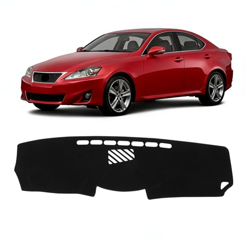 KUST Black Dash Cover Compatible with Lexus IS250 IS350 2006-2013 Dashboard Cover Accessories for IS250 IS350 IS450 Non-Slip Polyester Custom Fit Center Console Sunshield Protector No Glare - size: IS 06-13(Black)