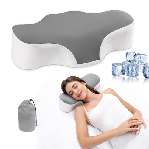 Bespilow Camping Travel Pillow for Sleeping - Memory Foam Cervical Neck Support Pillow for Neck Pain Relief, Inflatable Alternative, Compressible Cooling Orthopedic Pillow for Backpacking, Airplane - color: 1 Pillow&1 More Pillowcase