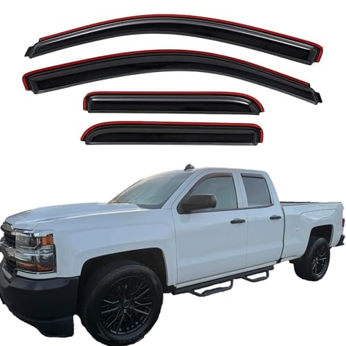 in Channel Rain Guards Window Visors Compatible with 2014-2018 Chevrolet Silverado & GMC Sierra 1500/2500HD/3500HD Extended Cab,Side Vent Visors Window Deflectors,Truck Accessories-4pcs - size: For Silverado/Sierra Extended Cab 14-18 In Channel