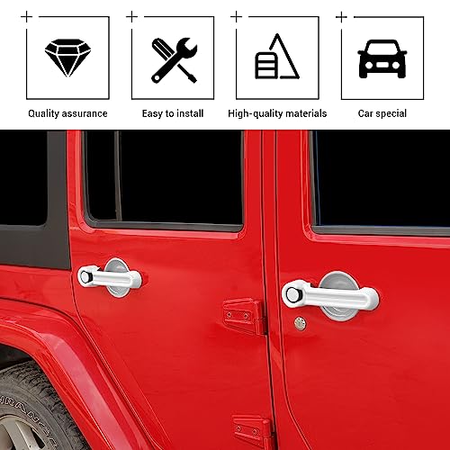 Exterior Door Handle Cover Tailgate Handle Cover Recess Guard Compatible with 2007-2017 Jeep Wrangler JK JKU Sports Sahara Freedom Rubicon Unlimited, White, 15PCs - color: White