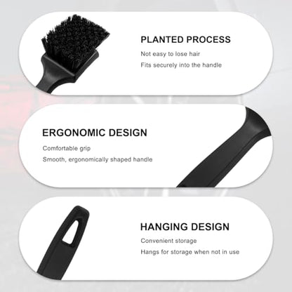 Car Carpet Cleaning Brush, 8.5-Inch Tire Cleaner Scrub Brushes with Stiff Bristles, Wheel Hub Scrub Brush Exterior Washing Supplies for Sedan SUV Truck, Car Accessories (Black) - color: Black