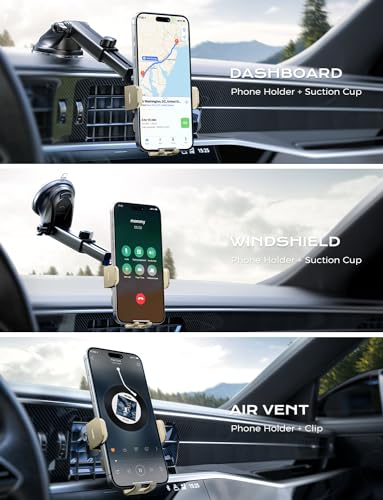 CHGeek Wireless Car Charger, 15W Fast Charging Auto Clamping Car Charger Phone Mount Phone Holder fit for iPhone 15 14 13 12 11 Pro Max Xs, Samsung Galaxy S24 Ultra S23 S22 S21, S20, S10+, Khaki - color: Khaki