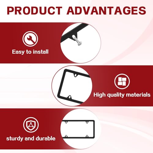 Automotive Universal 2 Pack License Plate Frames Stainless Steel License Plate Holder Covers with Screws Caps Washers Universal 4 Hole Compatible with Car Truck Exterior Accessories, Black - color: Black