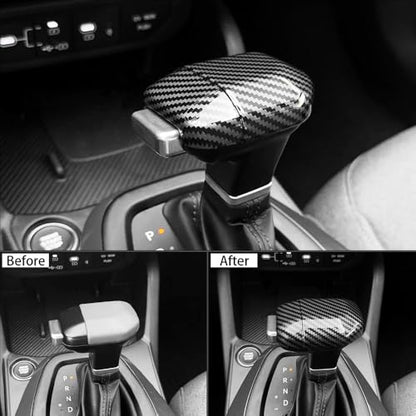 ABS Car Gear Shift Knob Cover Trim Shifter Lever Handle Protective Compatible with Kia Sorento 2024-2026,Kia Carnival 2025-2026,K4 2025-2026,K5 2025-2026 Accessories (Carbon Fiber Style) - color: Carbon Fiber Style