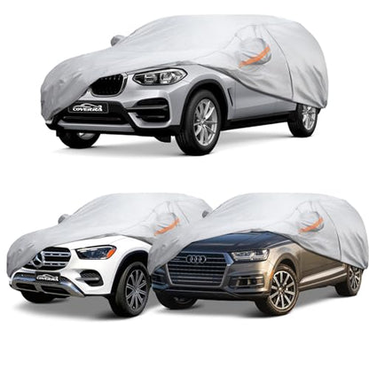 6 Layer Heavy Duty Car Cover Custom Fit for BMW X5(07-25), Mercedes-Benz GLE(15-25), Audi Q7, Waterproof All Weather Car Tarp Outdoor Protection with Cotton Lining - size: BMW X5, Benz GLE, Audi Q7