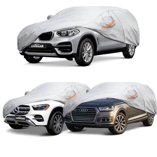 6 Layer Heavy Duty Car Cover Custom Fit for BMW X5(07-25), Mercedes-Benz GLE(15-25), Audi Q7, Waterproof All Weather Car Tarp Outdoor Protection with Cotton Lining - size: BMW X5, Benz GLE, Audi Q7