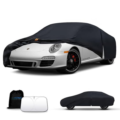 Car Cover Waterproof All-Weather,Outdoor Full Exterior Automobiles Sedan/Coupe (Length 179-185 inch) with Windshield Sun Shade Universal Fit Corvette C4 C5 C6 C7,Acura NSX etc - size: Fit Coupe Length 179-185 inch(3L-0)
