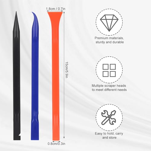 9pcs Car Detailing Pick Set Kit, Anti-Scratch Plastic Scraper Tools, Multi-Functional Non Scratch Cleaning Supplies for Auto Interior Narrow Spaces Kitchen Crevice Gaps Paint (Blue, Black, Orange)