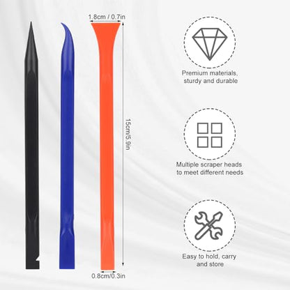 9pcs Car Detailing Pick Set Kit, Anti-Scratch Plastic Scraper Tools, Multi-Functional Non Scratch Cleaning Supplies for Auto Interior Narrow Spaces Kitchen Crevice Gaps Paint (Blue, Black, Orange)