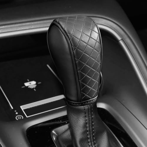 Car Gear Shift Cover, Shift Knob Cover, Breathable Leather Vehicle Gear Shifter Stick Protector, Anti-Slip Automotive Shifting Lever Decoration Accessories for Car SUV Truck (Black) - color: Black