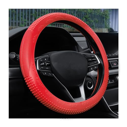 Bittwee Steering Wheel Cover, Car Silicone Steering Wheel Protector, Anti-Slip Soft Odorless Wheel Covers, Universal 14-15 Inch Steering Wheel, Automotive Interior Accessories (Red) - color: Red