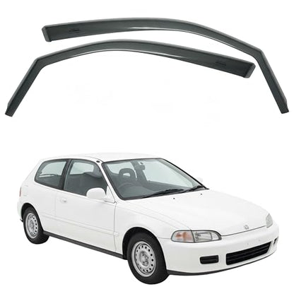 in-Channel Car Window Rain Guard Compatible with Honda Civic K6 3-Door 2-Door(1992-1995) 2pcs, Taiwan Made Precise & Transparent Car Wind Deflectors No Water Leakage Visors - size: Civic K6 3-Door 2-Door(1992-1995) 2pcs