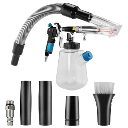 3IN1 Car Cleaning Kit, High Pressure Foam Cleaning Gun, Extractor Vacuum Set, Multi-Purpose Cleaning Gun Detachable Sprinkler Head for Automotive Detailing, Carpet, Upholstery, Surface Cleaning - color: blue