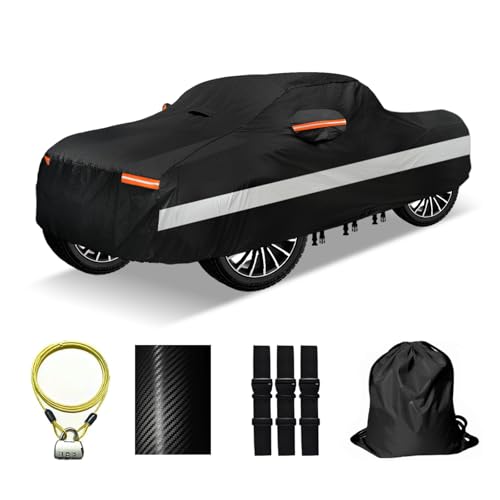 30 Layers Truck Car Cover for Automobiles All Weather Waterproof, Outdoor Snowproof UV Protection Windproof, No Zipper, Heavy Duty Universal Car Covers, (Black, Fit Truck 191"-210") - color: Black, size: Fit Truck 191"-210"