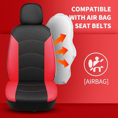 HChengkikz Car Seat Covers Front Seat, Waterproof Neoprene Seat Covers, Airbag Compatible, Universal Fit Most Sedans, SUVs, Trucks(Black + Red) - color: Black Red, size: Two Front