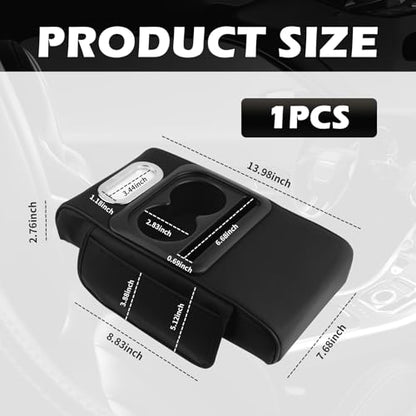 5-in-1 Car Armrest Storage Box,Multifunctional PU Leather Organizer with Phone Holder & Cup Holder & Side Pockets,Universal Car Armrest Cushion Fit for Most Cars SUVs