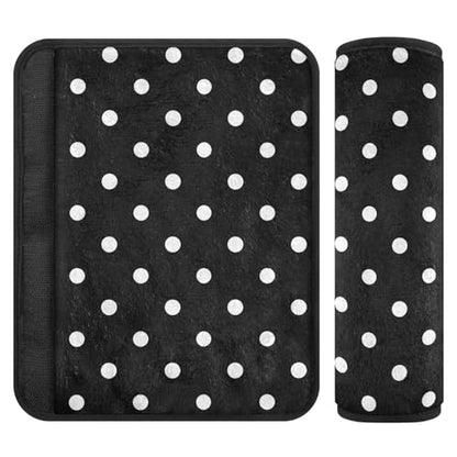Bolaz Black Polka Dots Car Seat Strap Pads Seatbelt Covers Cushion Shoulder Strap Pads for Adults Soft 2Pcs - color: Black Polka Dots, size: Small