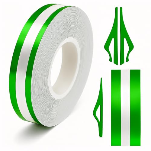 Roll Vinyl Pinstriping Racing Stripes Pinstripe Chrome Line Tape Decal Sticker Auto Pinstripe Tape,Automotive Pinstriping Tape 32ft,Vinyl Pinstripe Tape (Lime Green Chrome 1/2) - color: Lime Green Chrome 1/2 Double Line
