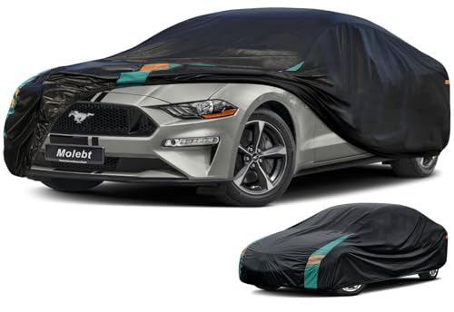 Car Cover for Ford Mustang Coupe/Convertible Fit 1964-2025 Mustang GT GT350 GT500 Cobra Shelby Bullitt ECOBOOST, Waterproof All-Weather Full Car Cover with Windproof Gust Strap. - size: 5 Fit Mustang