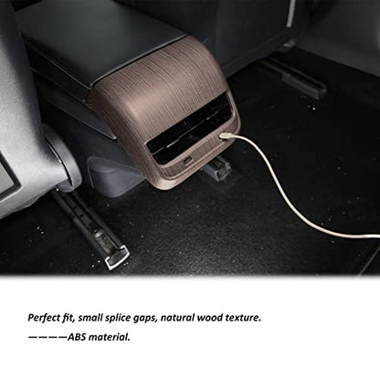 Rear Air Outlet Vent Trim Cover, Rear Air Condition Vent Cover Trim, Rear Center Console Air Vent A/C Cover Trim for Tesla Model 3/Y 2017-2023 (Wood Grain) - color: Pear Wood Texture