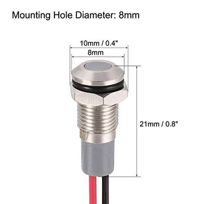 uxcell Signal Indicator Lights AC/DC 12V-24V 8mm Panel Mount White LED Waterproof Metal Shell Lamp for Industrial Electrical Car Motorcycles Boat - color: White