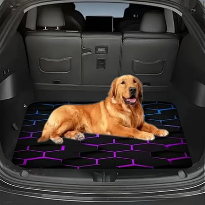 Universal Car Trunk Mat 29" x 39", Blue-Purple Geometry All Weather Trunk Protection Cargo Liner,Durable Cargo Mat Rear Trunk Liner, Stylish Vehicle Interior Accessories Suitable for Most Car Models - color: Blue-Purple Geometry