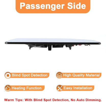 Senzeal Passenger Side Heated Mirror Glass with Blind Spot Detection BLIS for Ford F150 2015-2020 Ford F250 F350 F450 F550 2017-2022 Upper Tow Mirror (Right Side) - size: Passenger Upper Side with Blind Spot (Right)